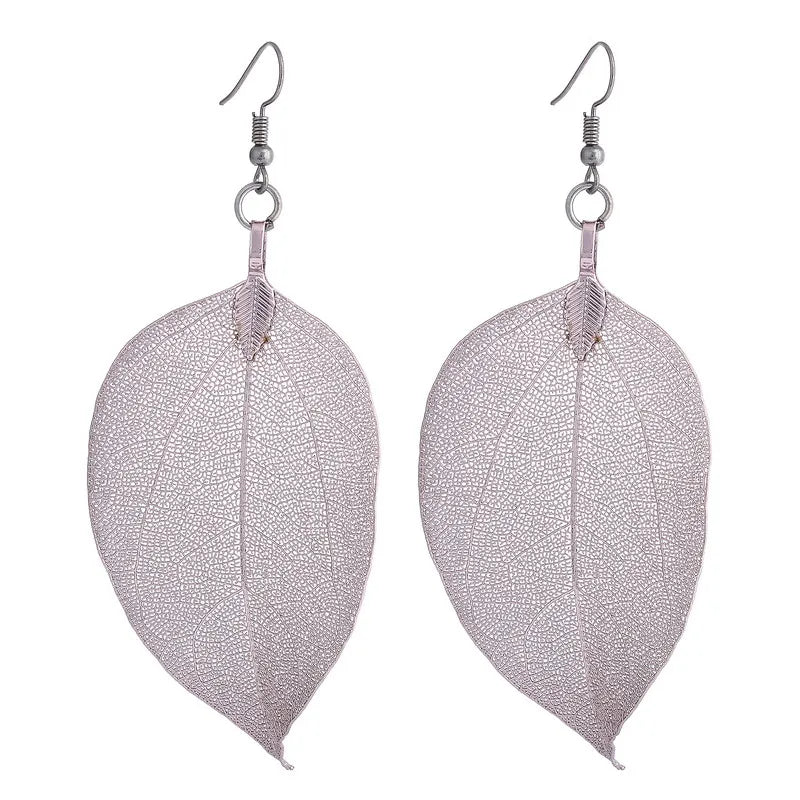 LOVBEAFAS 2024 longues boucles d'oreilles filigrane trempé Unique naturel véritable feuille