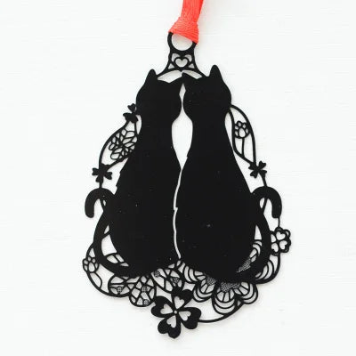 Marque-page en métal Kawaii, joli support de livre chat noir pour livre en papier, cadeau créatif, papeterie coréenne, fournitures scolaires et de bureau