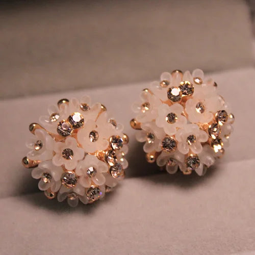 Boucles d'oreilles de mariage pour femmes, couleur or, cristal autrichien, émail, fleur, cadeaux, nouvelle mode 2021