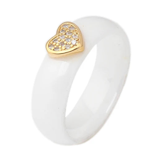 Nouveauté bague colorée noir blanc bague en céramique pour femmes avec grand cristal bague de mariage largeur 6mm taille 6-10 cadeau pour hommes