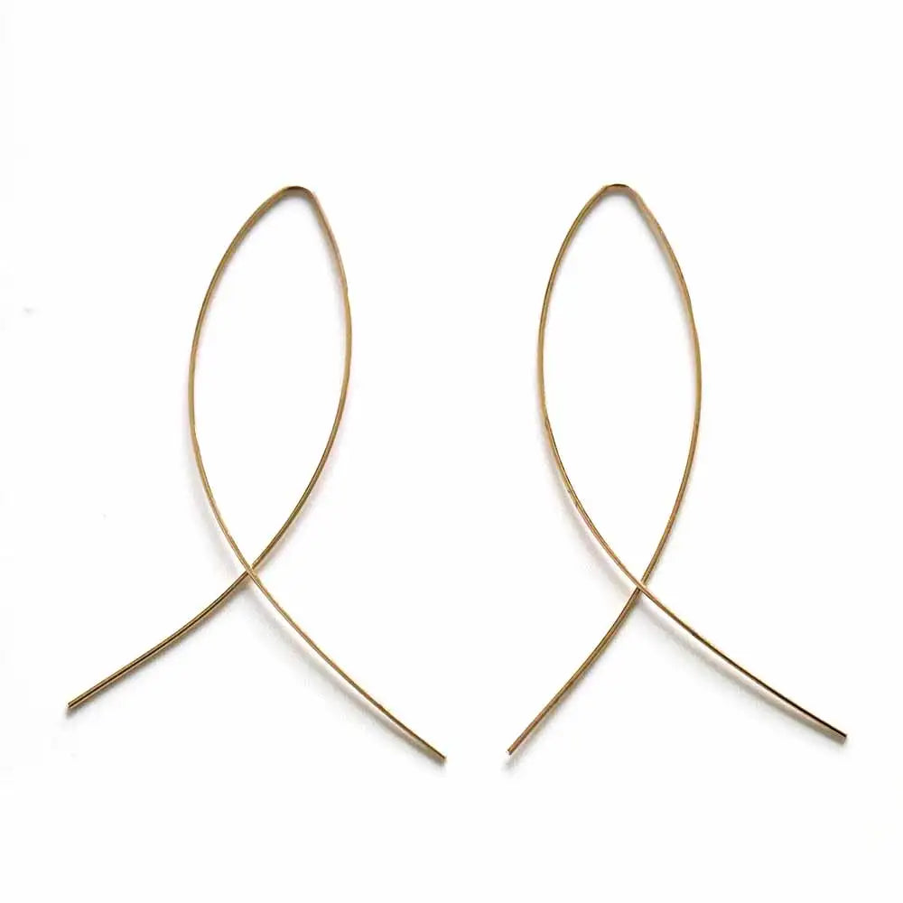KISSWIFE 2018 nouvelle mode Punk couleur or Simple Long fil de pêche pour les femmes Fine longue oreille boucles d'oreilles bijoux