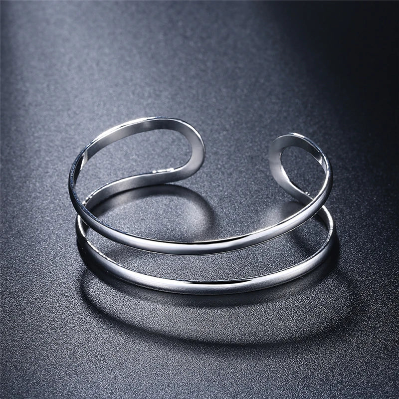 DOTEFFIL 925 en argent Sterling Double cercle ligne Bracelet pour femme mariage fiançailles mode charme fête bijoux