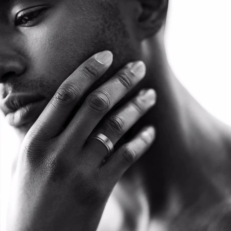 Vnox 8mm anneau de base rotatif pour hommes noir en acier inoxydable décontracté mâle Anel élégant Punk Spinner Alliance bijoux