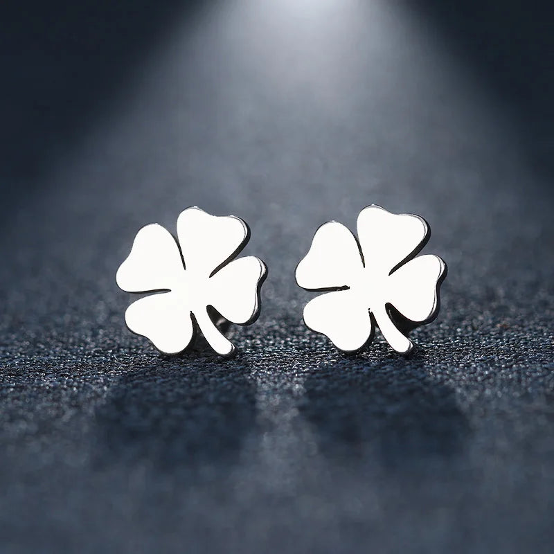 DOTIFI – boucles d'oreilles en acier inoxydable pour femmes et hommes, trèfle, couleur or, bijoux de fiançailles pour amoureux, livraison directe