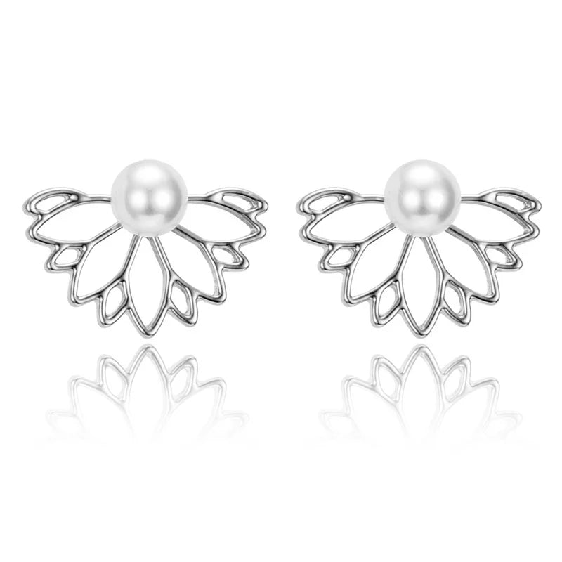 IPARAM Lotus perle veste fleur boucles d'oreilles pour femmes mode bijoux