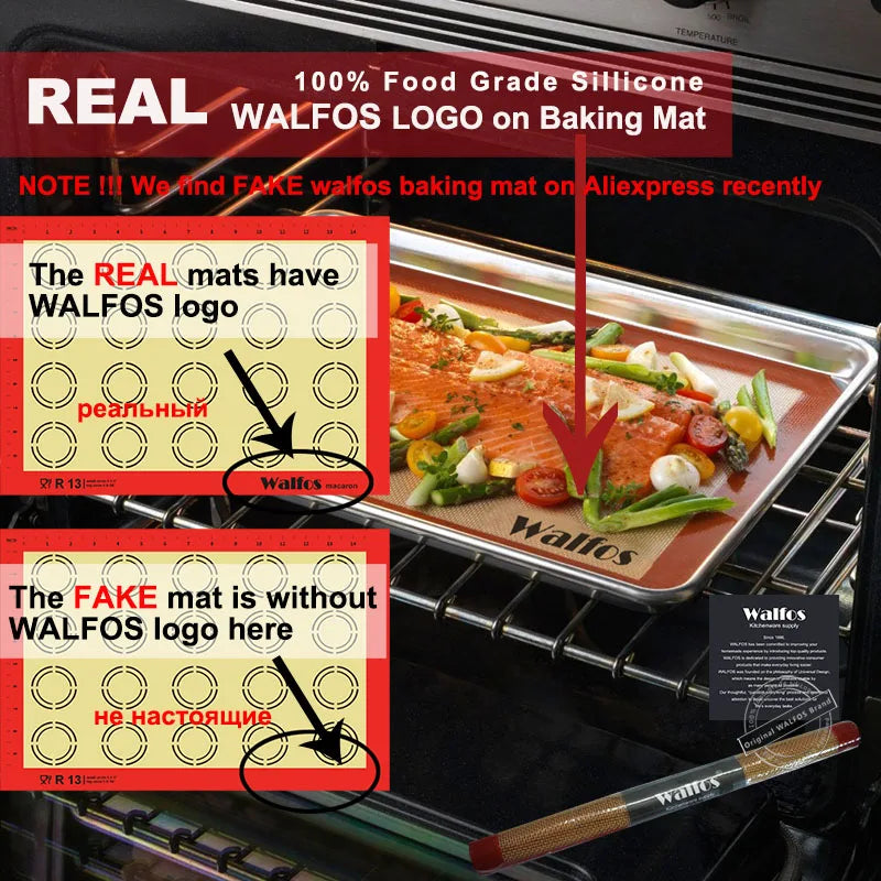 WALFOS – tapis de cuisson en Silicone antiadhésif, plaque de cuisson, outils de pâtisserie, tapis de pâte à rouler, grande taille pour gâteau, biscuit, Macaron