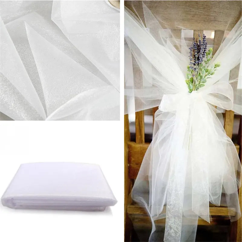 48cm * 5mètre Tissu de rouleau de tulle en organza de cristal transparent pour le drapage Cérémonie de mariage Fête Décoration de la maison Décoration du Nouvel an