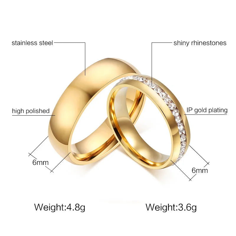 Vnox – bague de mariage couleur or pour femmes et hommes, bijoux en acier inoxydable