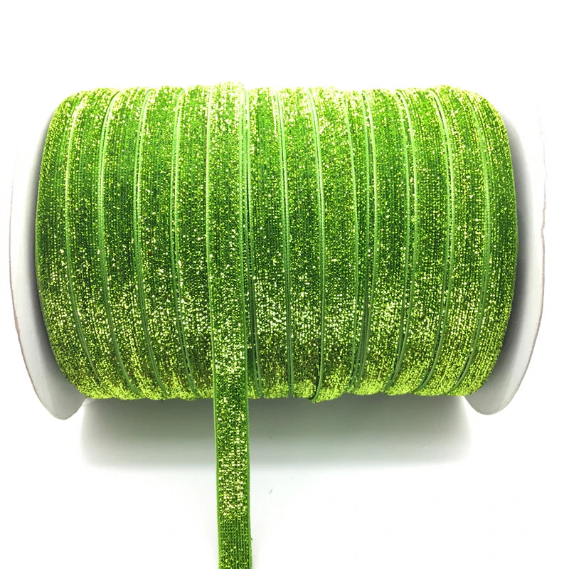 Livraison gratuite 5 yards 3/8 "10mm ruban de velours pailleté serre-tête clips