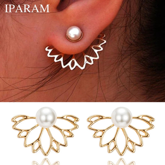 IPARAM Lotus perle veste fleur boucles d'oreilles pour femmes mode bijoux