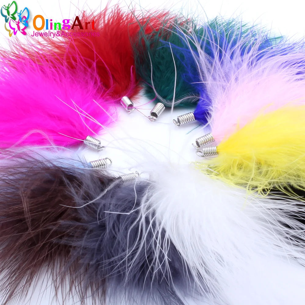 OlingArt plumes de dinde naturelles 10 pièces/lot 80MM couleur mixte femmes collier boucles d'oreilles