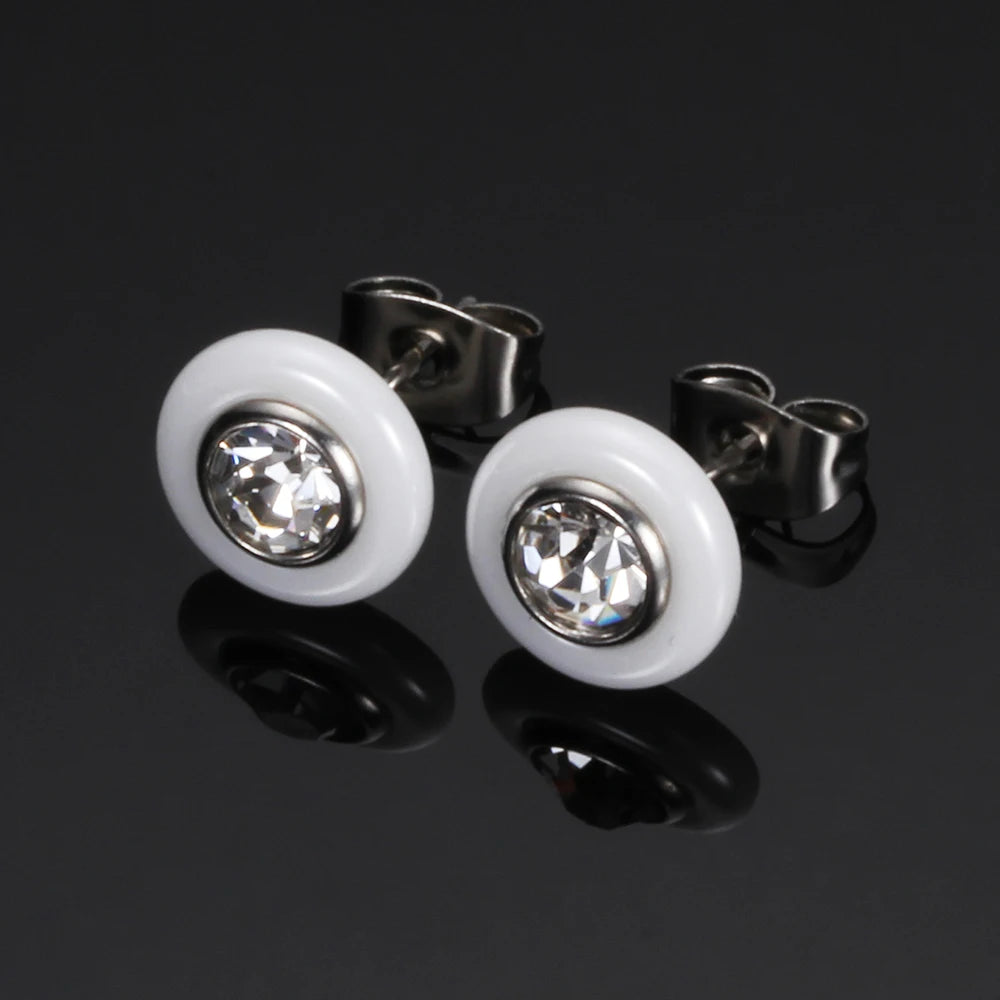 Boucle d'oreille bijoux noir blanc céramique boucles d'oreilles pour femmes fille enfants avec AAA santé céramique zircone boucle d'oreille