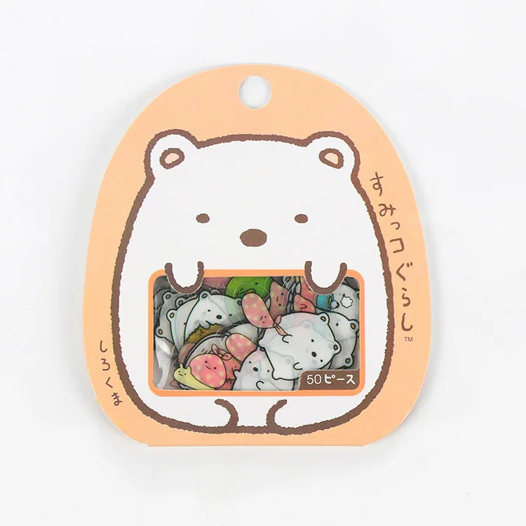 Autocollants Kawaii de dessin animé mignon en PVC, joli chat, ours, pour décoration de journal intime, DIY bricolage, 50 pièces/sac, livraison gratuite