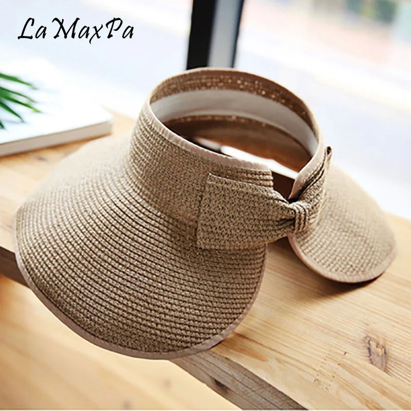 LaMaxPa nouvelles femmes été visières chapeau pliable chapeau de soleil large bord plage chapeaux chapeau de paille chapeau femme plage Protection UV casquette
