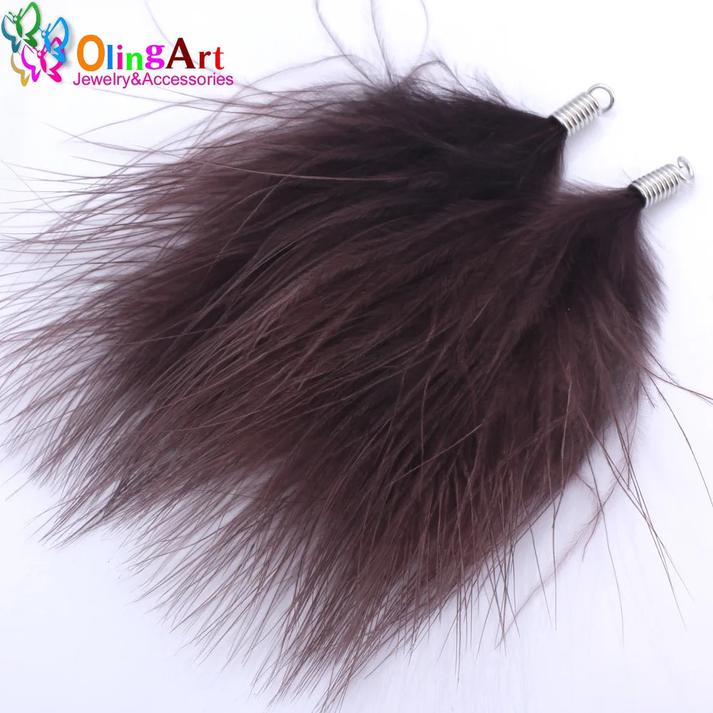 OlingArt plumes de dinde naturelles 10 pièces/lot 80MM couleur mixte femmes collier boucles d'oreilles