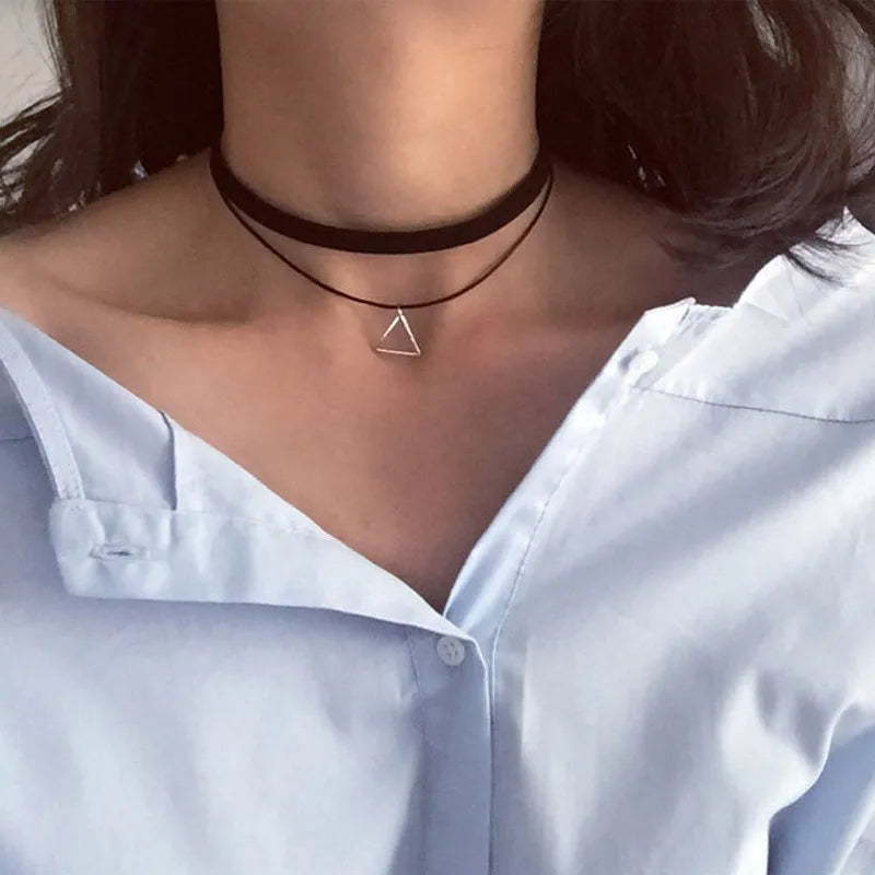 Gros nouveaux Styles Bijoux amour Vintage Triangle géométrie tatouage goutte d'eau clavicule collier ras du cou pour femmes chaîne Bijoux