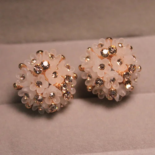 Boucles d'oreilles de mariage pour femmes, couleur or, cristal autrichien, émail, fleur, cadeaux, nouvelle mode 2021