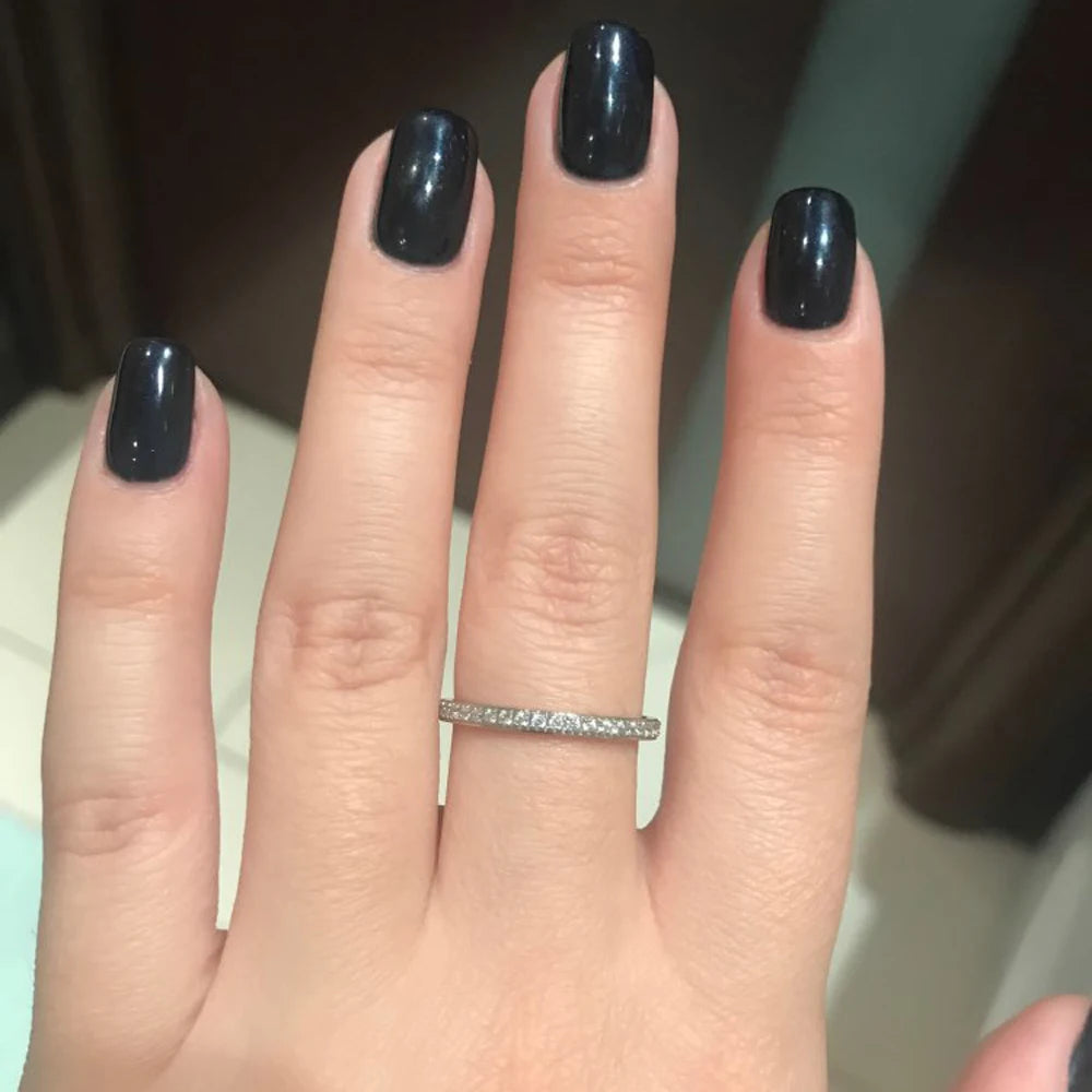 Petites bagues de fiançailles en acier inoxydable pour femmes, serties de canal en Zircon CZ