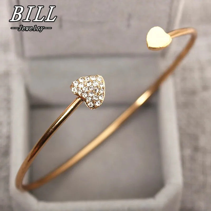 Manchette ouverte Punk Bracelets & Bracelet bijoux de mode pour femmes hommes pulseras mujer battement de coeur feuille flèche Triangle coeur Bracelet chaud