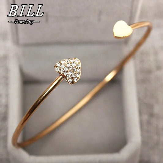 Manchette ouverte Punk Bracelets & Bracelet bijoux de mode pour femmes hommes pulseras mujer battement de coeur feuille flèche Triangle coeur Bracelet chaud