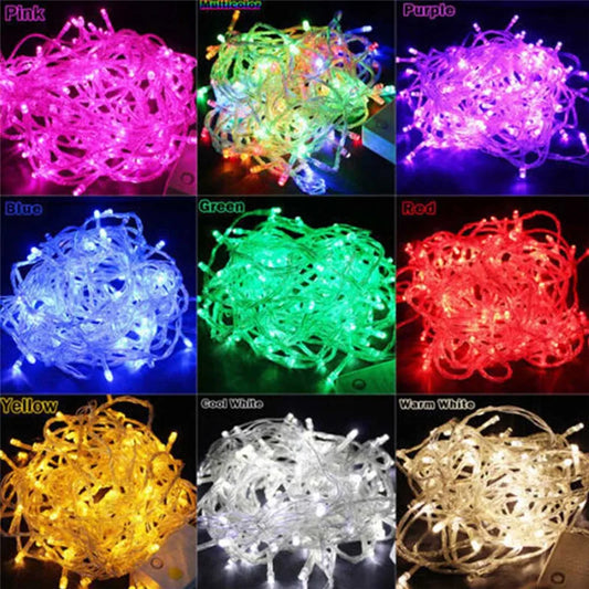 10M 100LED s LED chaîne lumière AC220V AC110V 9 couleurs feston lampes étanche extérieur guirlande fête vacances décoration de noël