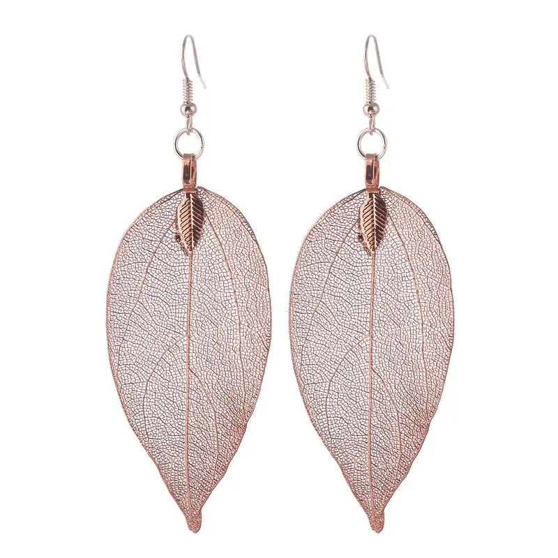 LOVBEAFAS 2024 longues boucles d'oreilles filigrane trempé Unique naturel véritable feuille