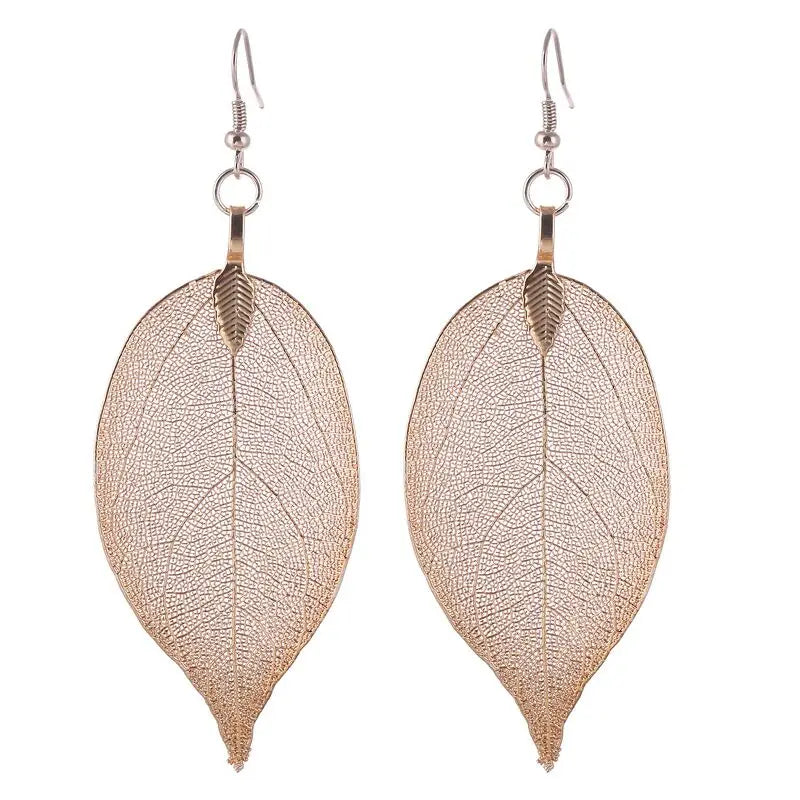 LOVBEAFAS 2024 longues boucles d'oreilles filigrane trempé Unique naturel véritable feuille