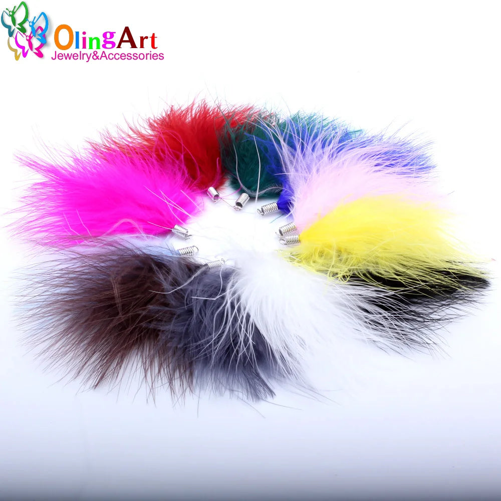OlingArt plumes de dinde naturelles 10 pièces/lot 80MM couleur mixte femmes collier boucles d'oreilles