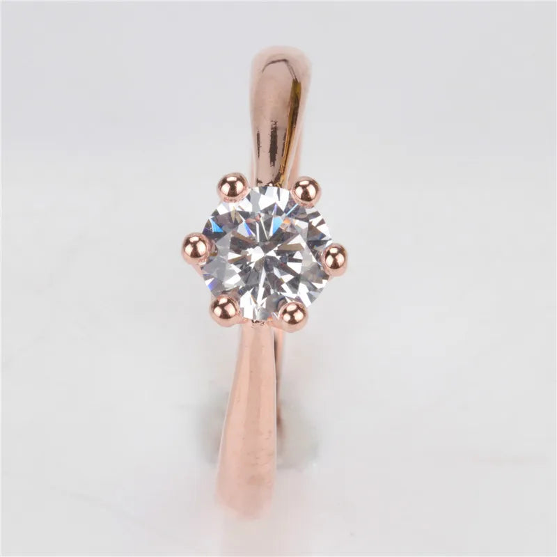 CC – bagues simples pour femmes, zircone cubique, pierre ronde