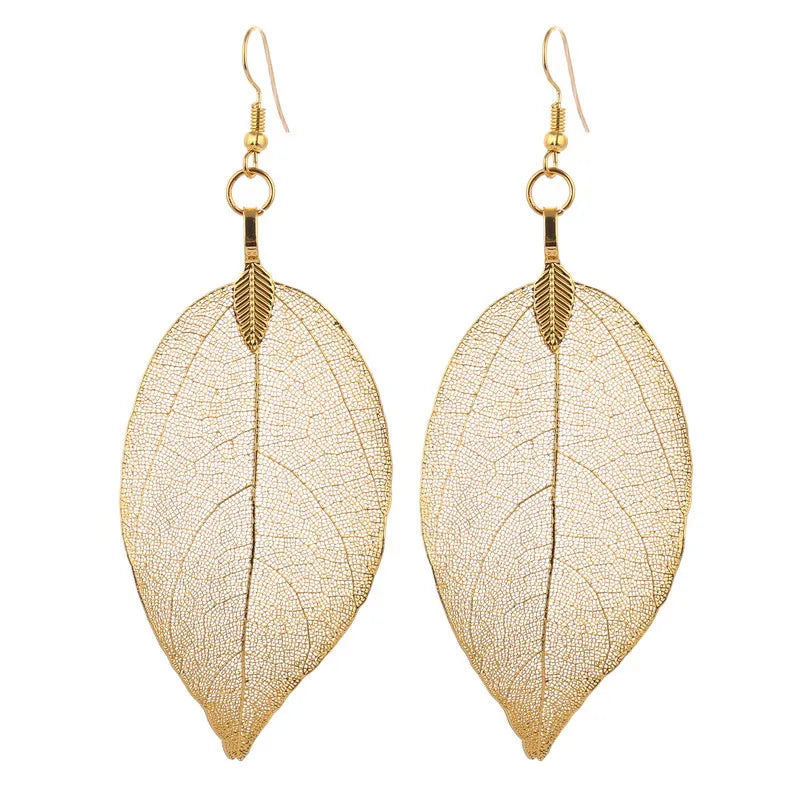 LOVBEAFAS 2024 longues boucles d'oreilles filigrane trempé Unique naturel véritable feuille