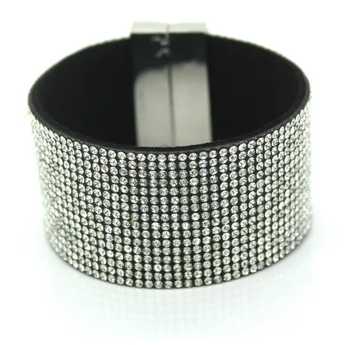 XQNI marque classique cristal femme Bracelet en cuir bracelets 19CM haute qualité strass Wrap charme femmes Bracelet bijoux