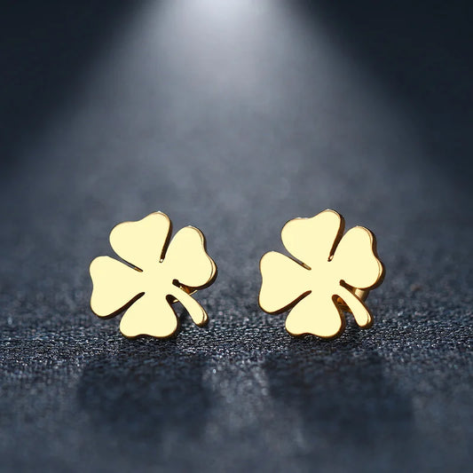 DOTIFI – boucles d'oreilles en acier inoxydable pour femmes et hommes, trèfle, couleur or, bijoux de fiançailles pour amoureux, livraison directe