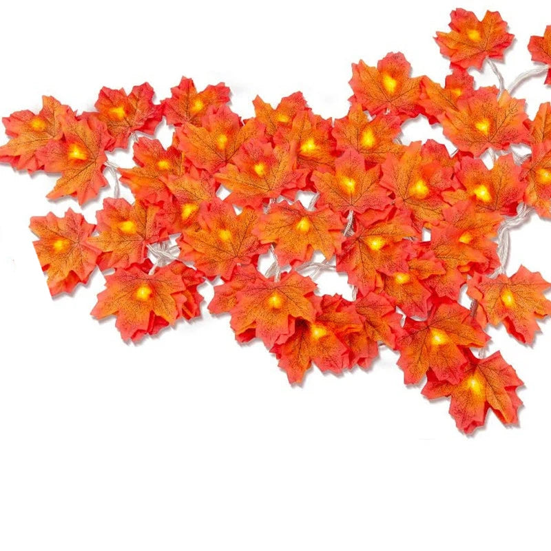 Guirlande Lumineuse LED en Forme de Cuir oral elu d'Érable Artificiel, Décoration de Noël, ixà Domicile, Halloween, Nouvel An, DIY, 2/3/6m
