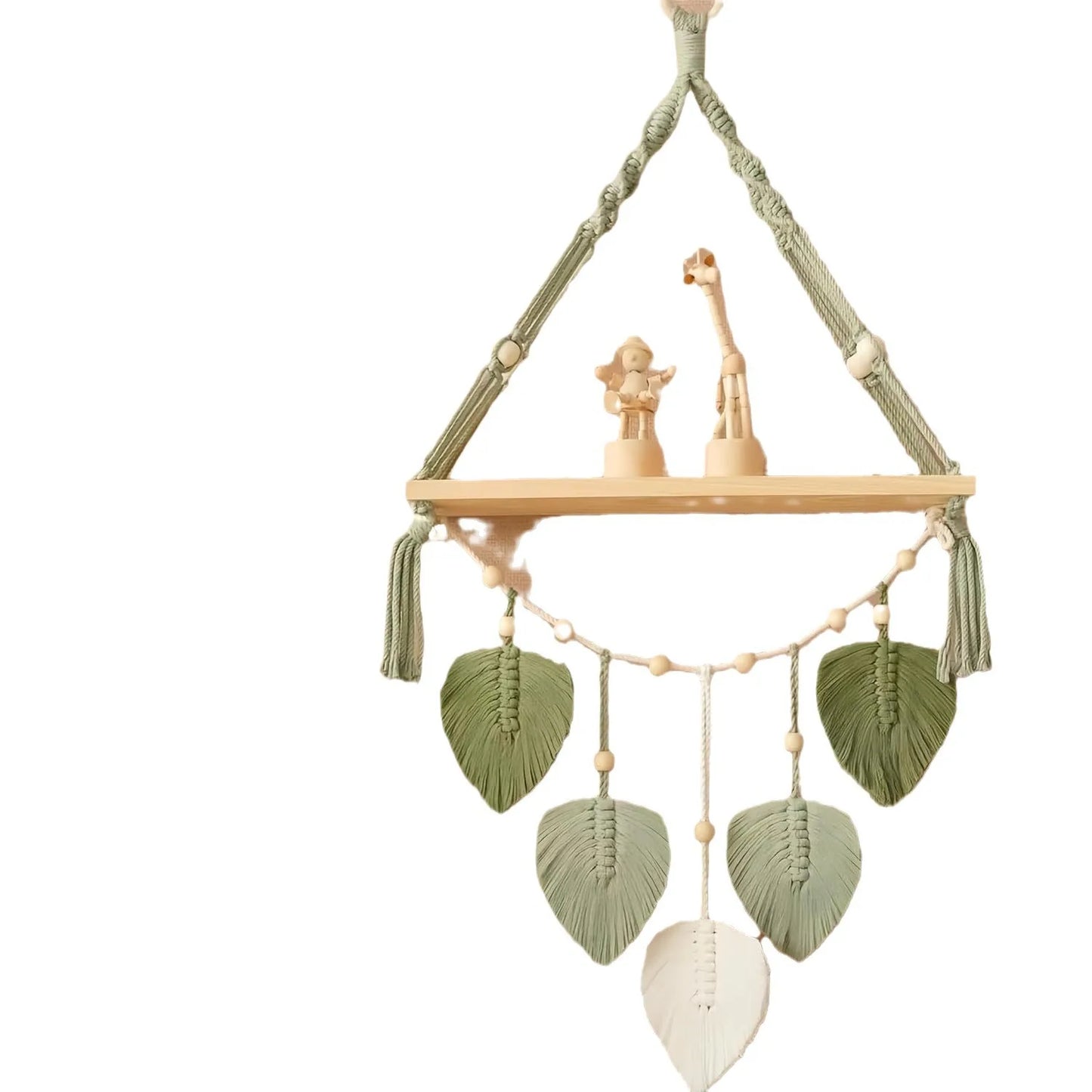 Feuilles vertes macramé Tenture murale étagère Eucalyptus artificiel Boho Décoration murale Ferme Chambre Salon Verdure Décoration