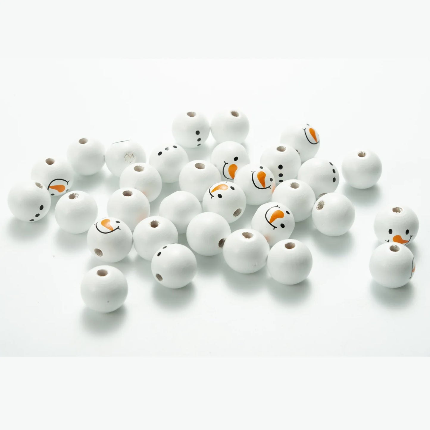 Bonhomme de neige 20MM perles rondes en bois bricolage décorations de Noël