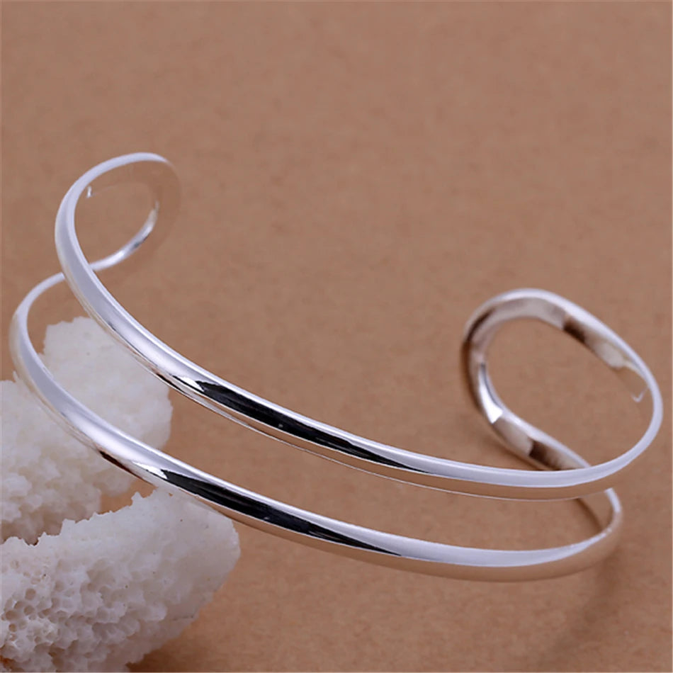 DOTEFFIL 925 en argent Sterling Double cercle ligne Bracelet pour femme mariage fiançailles mode charme fête bijoux