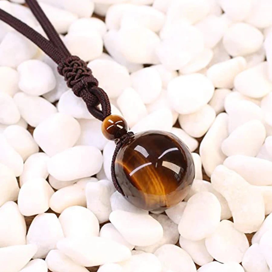 Pendentifs et colliers en pierre d'oeil de tigre naturel, tissage de perles naturelles de haute qualité, chaîne en corde à la mode pour hommes, bijoux
