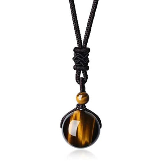 Pendentifs et colliers en pierre d'oeil de tigre naturel, tissage de perles naturelles de haute qualité, chaîne en corde à la mode pour hommes, bijoux
