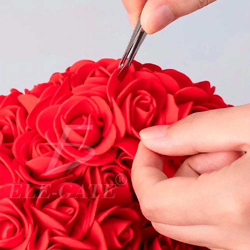 17x17x25cm Eco-Friendly PE Floral Arrangement Rose Bear Teddy for Valentine's Day Event Decoration Artificial Rose Flowers