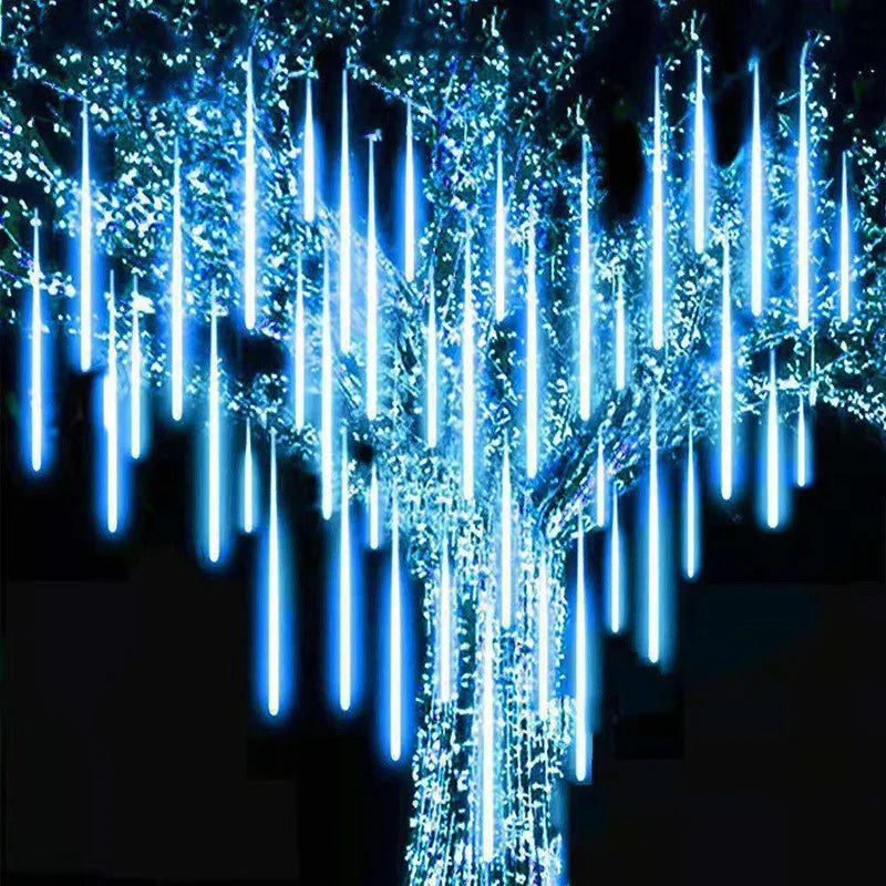 Guirlande lumineuse Led pluie de météores, 8 Tubes, guirlandes de rue, décorations d'arbre de noël pour l'extérieur, lumières de jardin féeriques du nouvel an