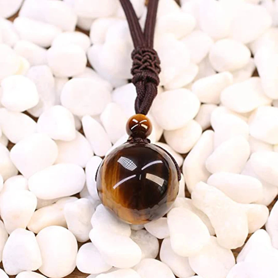 Pendentifs et colliers en pierre d'oeil de tigre naturel, tissage de perles naturelles de haute qualité, chaîne en corde à la mode pour hommes, bijoux