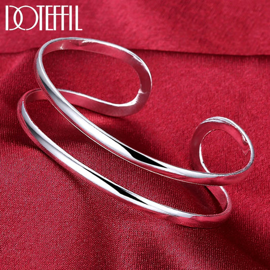 DOTEFFIL 925 en argent Sterling Double cercle ligne Bracelet pour femme mariage fiançailles mode charme fête bijoux