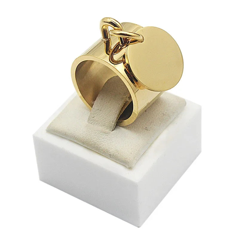 Bague pendentif géométrique ovale pour femmes, bijoux à la mode, en acier inoxydable, taille 7 10 11 6 9 8