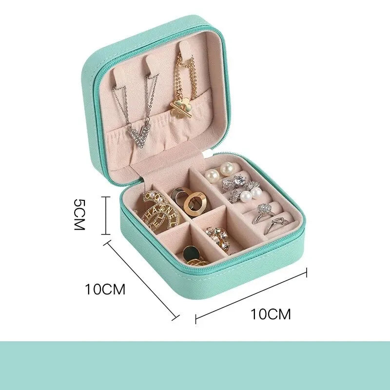 Mini boîte de rangement de bijoux Portable, organisateur de voyage, étui à bijoux, rangement en cuir, boucles d'oreilles, colliers, bagues, organisateur de bijoux, affichage