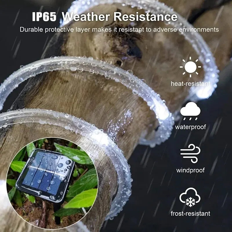 Corde solaire lumières solaire lumière LED chemin pont extérieur jardin solaire chaîne lumières étanche bandes d'éclairage extérieur 8 Modes d'éclairage