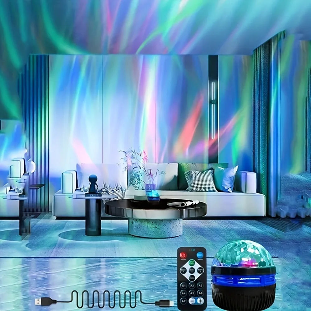 Projecteur LED Starry Galaxy Ocean Wave RVB, télécommande intelligente, lampe KTV, USB, lumières de Noël, rotation automatique pour la décoration de la maison et de la chambre