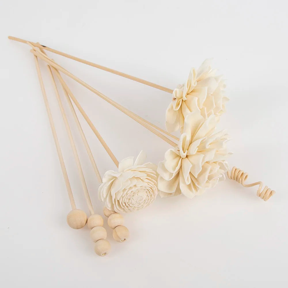 Bâtons de fleurs de Dahlia en rotin, 7 pièces