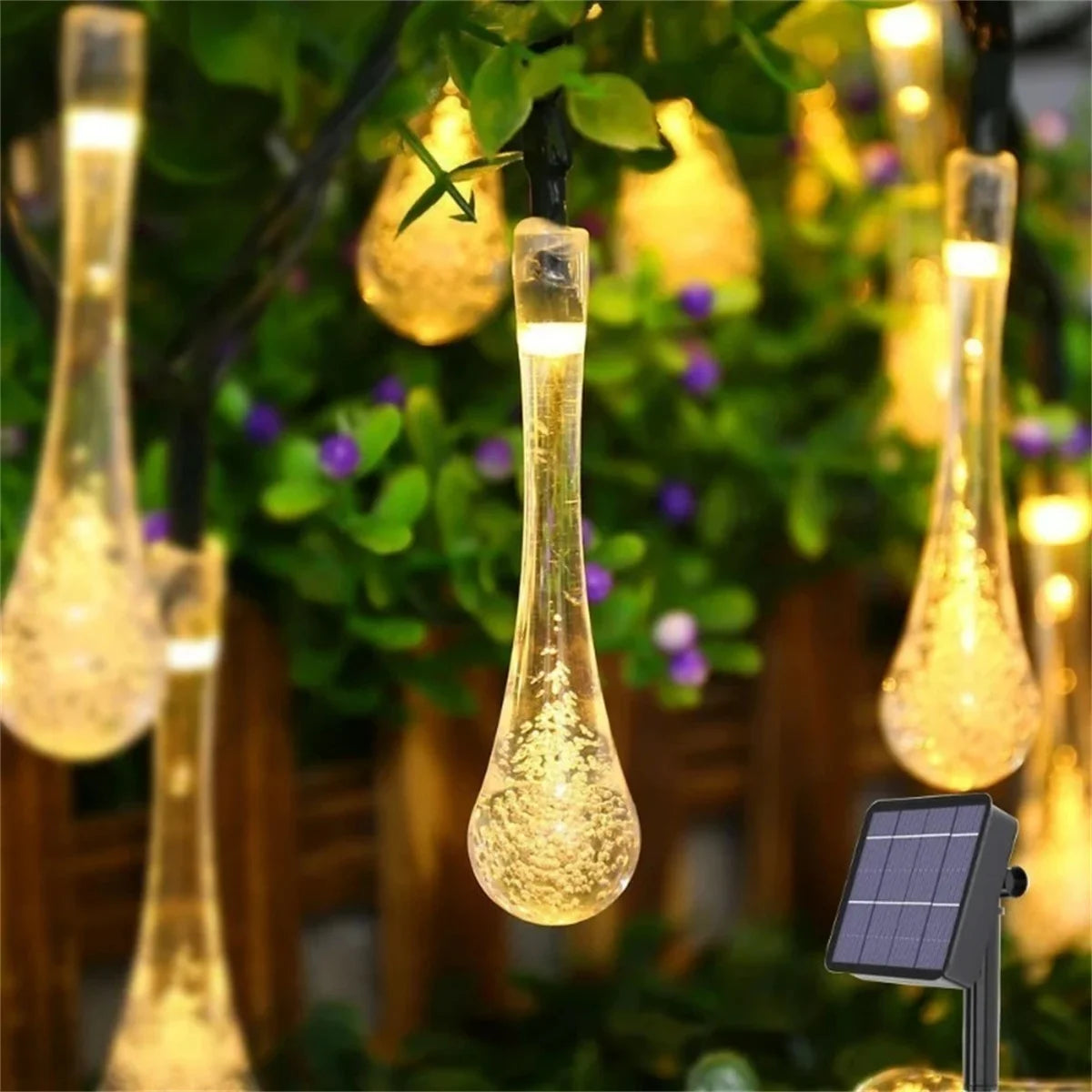 5 M/6.5 M/7 M/12 M solaire festival chaîne lumière LED paysage étanche lumière gouttes d'eau jardin décoration lampe lumière extérieure