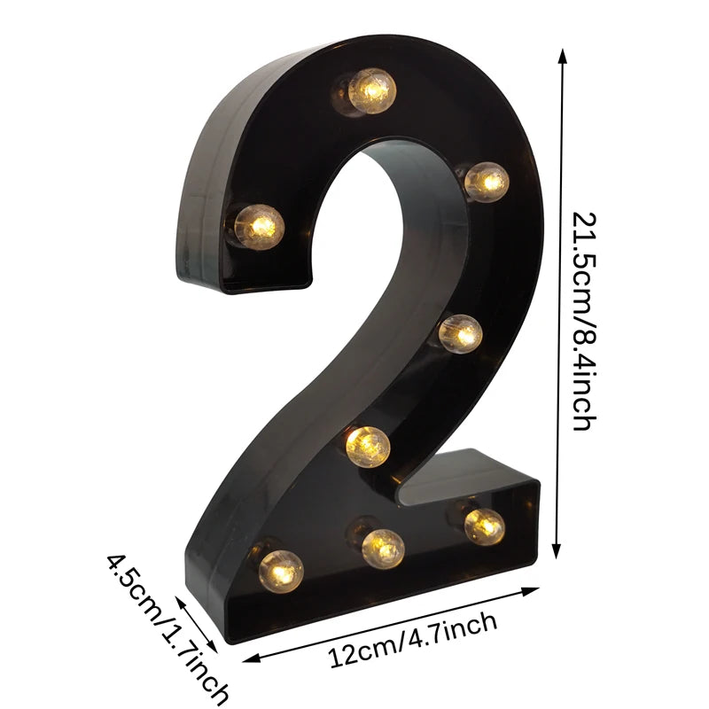 2 pièces 18 21st 30th 40th 50th 60th noir numéro LED chaîne veilleuse lampe joyeux adulte anniversaire fête décoration