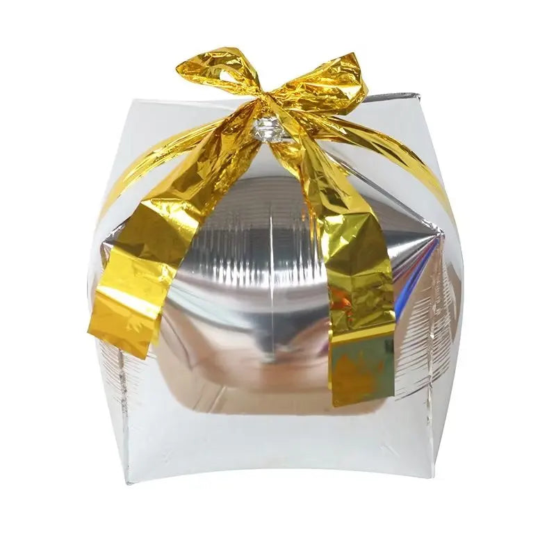 Ballons gonflables en aluminium pour enfants, cube, rouge, vert, bleu, argent, jouets à air, décor de Noël